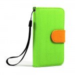 Wholesale iPhone 4S / 4 Anti-Slip Flip Leather Wallet Case with Stand (Green-Orange)